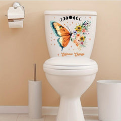Flower Butterfly Toilet Stickers Bathroom Decoration Tool Wall Sticker