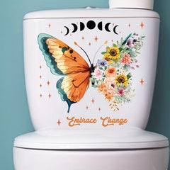 Flower Butterfly Toilet Stickers Bathroom Decoration Tool Wall Sticker