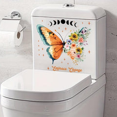 Flower Butterfly Toilet Stickers Bathroom Decoration Tool Wall Sticker