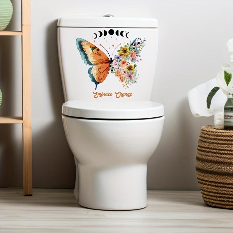 Flower Butterfly Toilet Stickers Bathroom Decoration Tool Wall Sticker