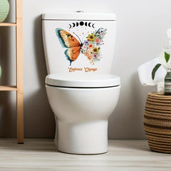 Flower Butterfly Toilet Stickers Bathroom Decoration Tool Wall Sticker