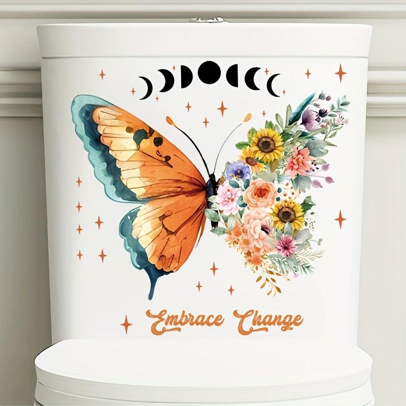 Flower Butterfly Toilet Stickers Bathroom Decoration Tool Wall Sticker