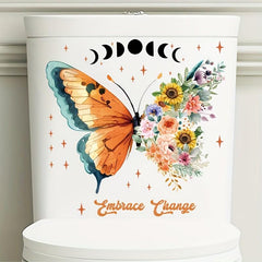 Flower Butterfly Toilet Stickers Bathroom Decoration Tool Wall Sticker