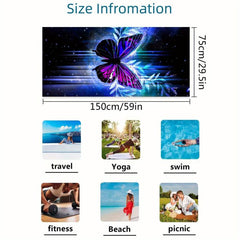Butterfly Print Microfiber Beach Towel Lightweight Absorbent Sun Protection