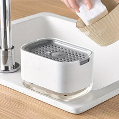 Convenient Soap Dispenser with Sponge - Ideal for Kitchen & Bathroom