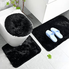 3pc Plush Bathroom Carpet Set Non Slip Bathroom Rug Soft Absorbent Bath Decor