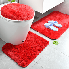 3pc Plush Bathroom Carpet Set Non Slip Bathroom Rug Soft Absorbent Bath Decor