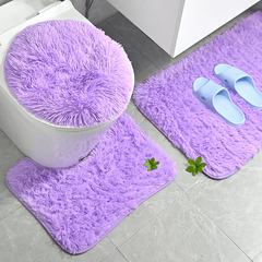 3pc Plush Bathroom Carpet Set Non Slip Bathroom Rug Soft Absorbent Bath Decor