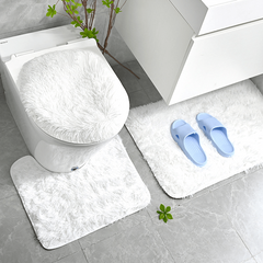 3pc Plush Bathroom Carpet Set Non Slip Bathroom Rug Soft Absorbent Bath Decor