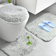 3pc Plush Bathroom Carpet Set Non Slip Bathroom Rug Soft Absorbent Bath Decor
