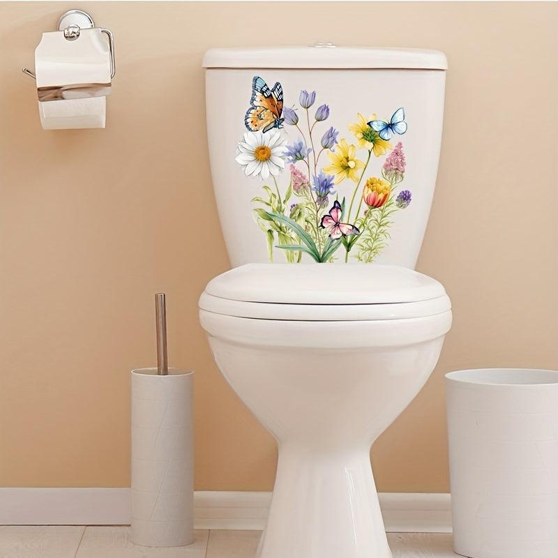 Fun Cauliflower Butterfly Toilet Sticker Bathroom Decor