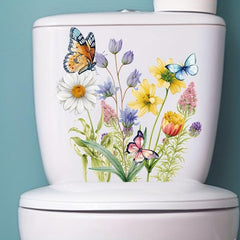 Fun Cauliflower Butterfly Toilet Sticker Bathroom Decor