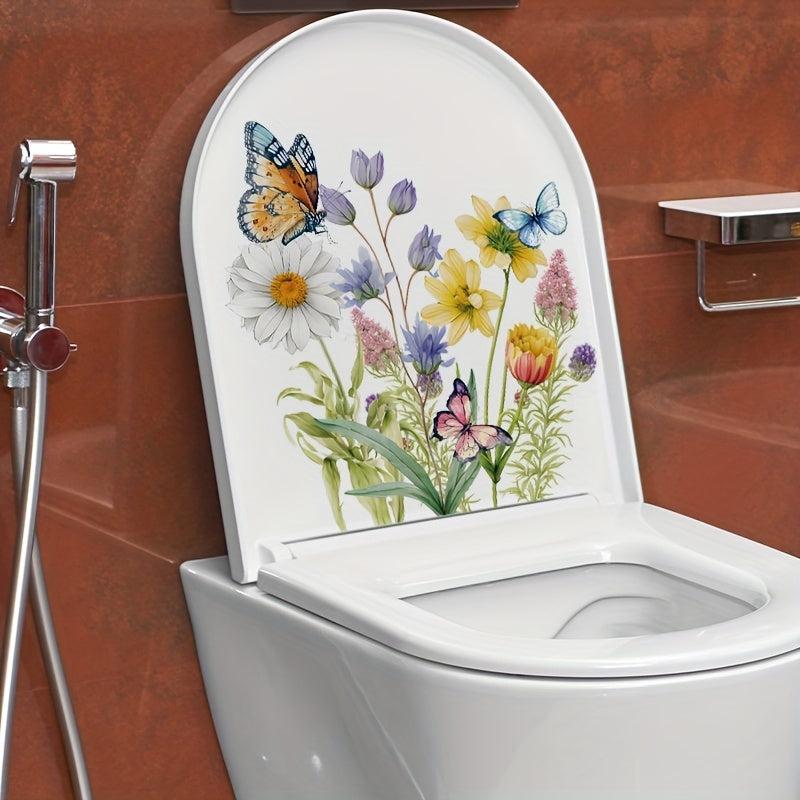 Fun Cauliflower Butterfly Toilet Sticker Bathroom Decor