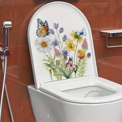 Fun Cauliflower Butterfly Toilet Sticker Bathroom Decor