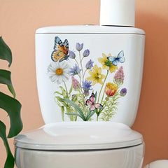 Fun Cauliflower Butterfly Toilet Sticker Bathroom Decor