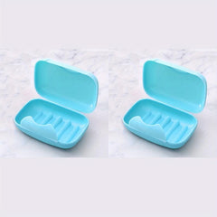 2pcs Plastic Rectangle Soap Box with Lid Portable Soap Case