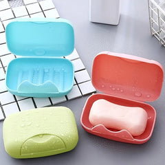 2pcs Plastic Rectangle Soap Box with Lid Portable Soap Case