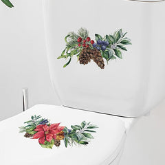 Christmas Plant Leaves Flowers Sticker Toilet Stickers Home Decor