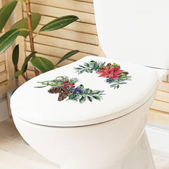 Christmas Plant Leaves Flowers Sticker Toilet Stickers Home Decor