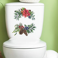 Christmas Plant Leaves Flowers Sticker Toilet Stickers Home Decor
