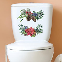 Christmas Plant Leaves Flowers Sticker Toilet Stickers Home Decor