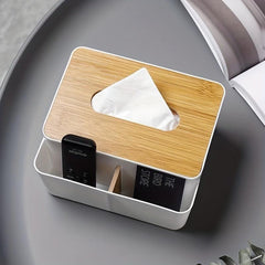 Desktop Tissue Box Cover Holder Dispenser Remote Control Storage Box