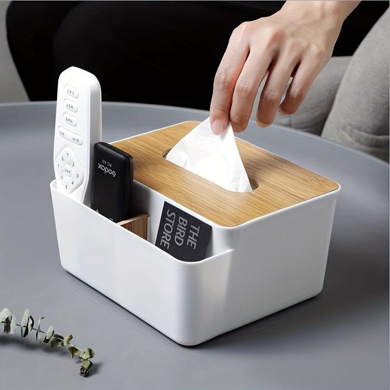 Desktop Tissue Box Cover Holder Dispenser Remote Control Storage Box