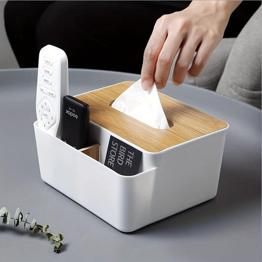 Desktop Tissue Box Cover Holder Dispenser Remote Control Storage Box
