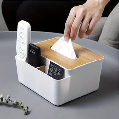 Desktop Tissue Box Cover Holder Dispenser Remote Control Storage Box