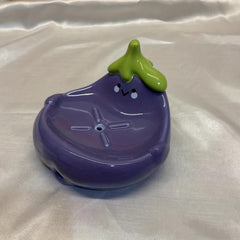 Eggplant Soap Dish Ceramic Self Draining Soap Holder