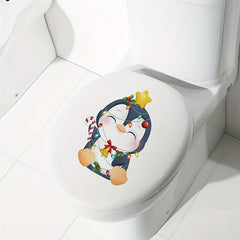 Merry Christmas Toilet Seat Stickers Self Adhesive Bathroom Wall Decals Fish
