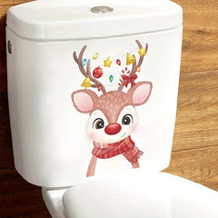 Merry Christmas Toilet Seat Stickers Self Adhesive Bathroom Wall Decals Fish