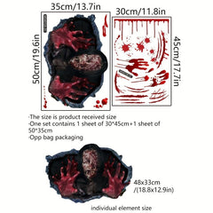 Halloween Horror Toilet Decal Female Ghost Blood Hand Print Sticker