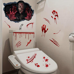 Halloween Horror Toilet Decal Female Ghost Blood Hand Print Sticker