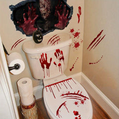 Halloween Horror Toilet Decal Female Ghost Blood Hand Print Sticker