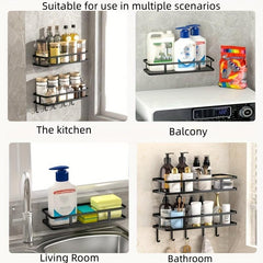 2pcs Wall Mounted Bathroom Storage Rack Stainless Steel Shower Caddy Shelf