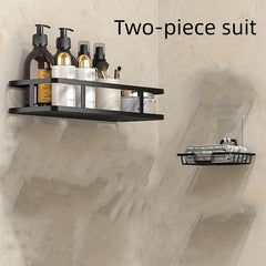 2pcs Wall Mounted Bathroom Storage Rack Stainless Steel Shower Caddy Shelf