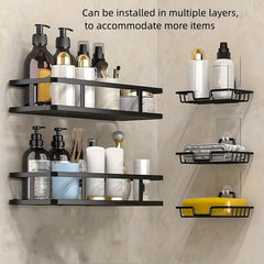 2pcs Wall Mounted Bathroom Storage Rack Stainless Steel Shower Caddy Shelf