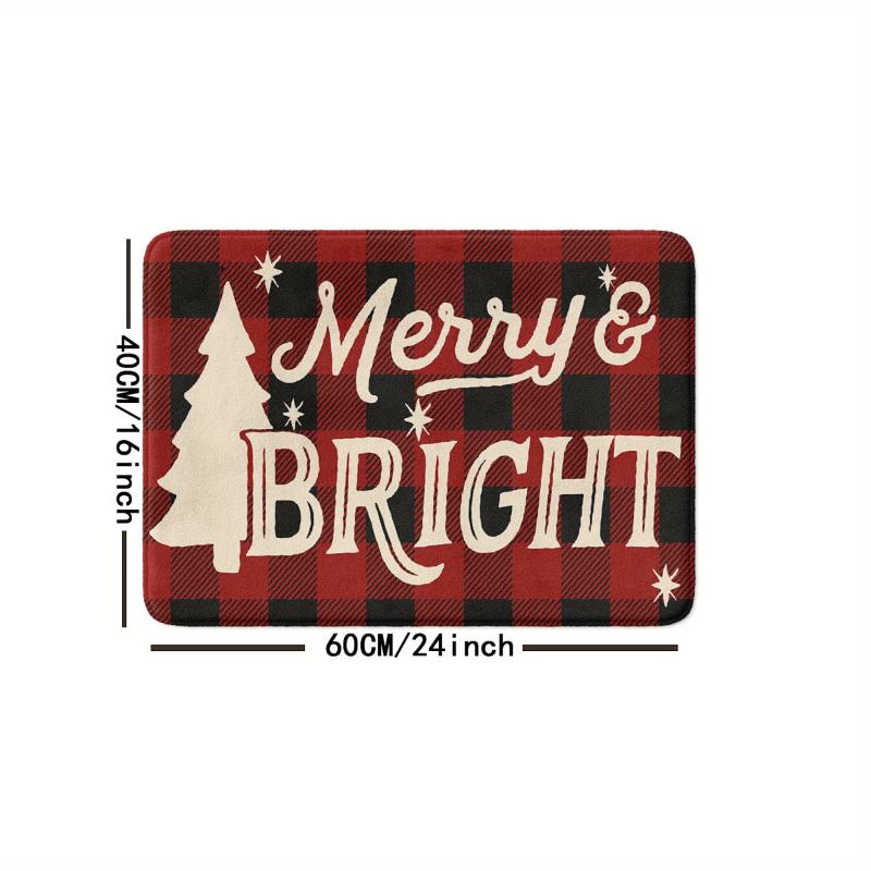 Christmas Plaid Non-slip Bathroom Floor Mat Winter Christmas Tree Letter Car Dec