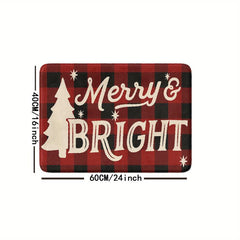 Christmas Plaid Non-slip Bathroom Floor Mat Winter Christmas Tree Letter Car Dec