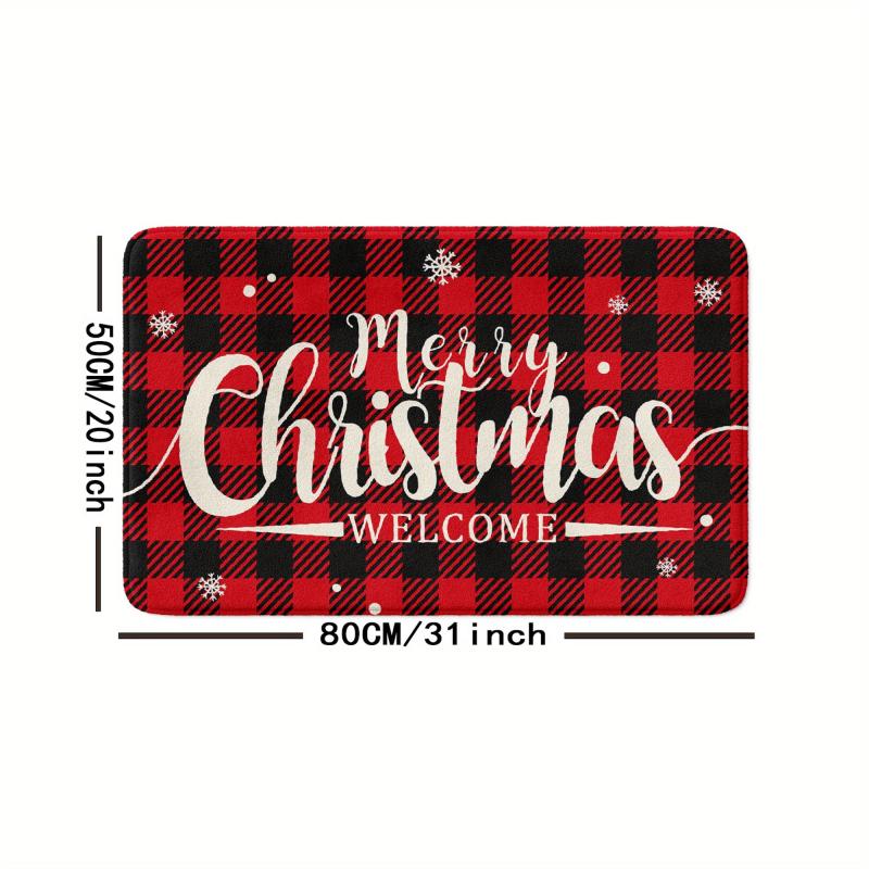 Christmas Plaid Non-slip Bathroom Floor Mat Winter Christmas Tree Letter Car Dec