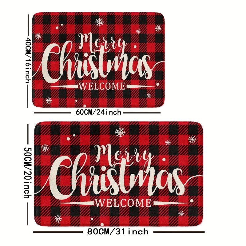 Christmas Plaid Non-slip Bathroom Floor Mat Winter Christmas Tree Letter Car Dec