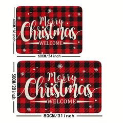 Christmas Plaid Non-slip Bathroom Floor Mat Winter Christmas Tree Letter Car Dec