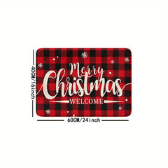 Christmas Plaid Non-slip Bathroom Floor Mat Winter Christmas Tree Letter Car Dec