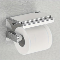 SUS 304 SS Toilet Paper Holder w/ Phone Shelf Bathroom Tissue Hanging Rod