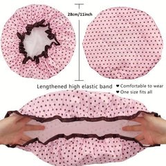 Waterproof Shower Cap for Women Elastic Reusable Bathing Hair Cap