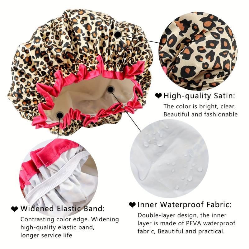 Waterproof Shower Cap for Women Elastic Reusable Bathing Hair Cap