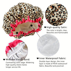 Waterproof Shower Cap for Women Elastic Reusable Bathing Hair Cap