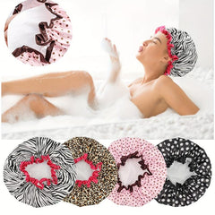 Waterproof Shower Cap for Women Elastic Reusable Bathing Hair Cap