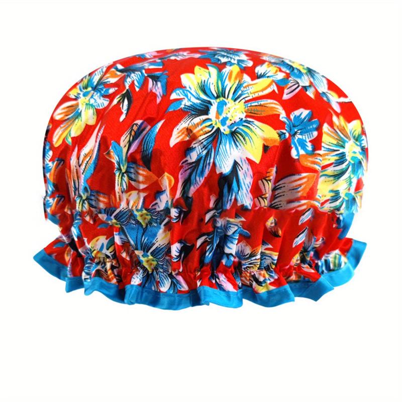 Waterproof Shower Cap for Women Elastic Reusable Bathing Hair Cap